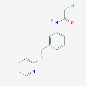 molecular formula C14H13ClN2OS B1421440 2-chloro-N-{3-[(pyridin-2-ylsulfanyl)methyl]phenyl}acetamide CAS No. 1235440-23-9