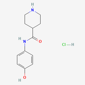 molecular formula C12H17ClN2O2 B1421469 N-(4-hydroxyphenyl)piperidine-4-carboxamide hydrochloride CAS No. 1235439-23-2