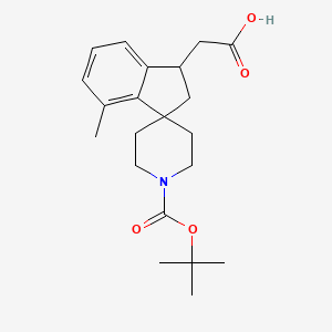 molecular formula C21H29NO4 B1421482 2-[4-Methyl-1'-[(2-methylpropan-2-yl)oxycarbonyl]spiro[1,2-dihydroindene-3,4'-piperidine]-1-yl]acetic acid CAS No. 1160247-51-7