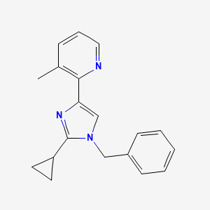 molecular formula C19H19N3 B14214859 Pyridine, 2-[2-cyclopropyl-1-(phenylmethyl)-1H-imidazol-4-yl]-3-methyl- CAS No. 831170-34-4