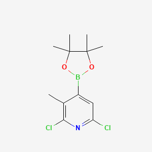 molecular formula C12H16BCl2NO2 B1421495 2,6-Dichloro-3-methyl-4-(4,4,5,5-tetramethyl-1,3,2-dioxaborolan-2-yl)pyridine CAS No. 1010101-08-2