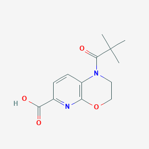 molecular formula C13H16N2O4 B1421504 1-Pivaloyl-2,3-dihydro-1H-pyrido[2,3-b][1,4]-oxazine-6-carboxylic acid CAS No. 1228665-93-7