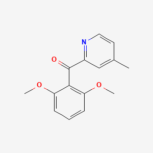 molecular formula C15H15NO3 B1421526 2-(2,6-Dimethoxybenzoyl)-4-methylpyridine CAS No. 1187163-86-5