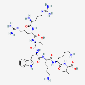 molecular formula C44H76N16O9 B14215389 N~5~-(Diaminomethylidene)-L-ornithyl-N~5~-(diaminomethylidene)-L-ornithyl-L-threonyl-L-tryptophyl-L-lysyl-L-lysyl-L-valine CAS No. 787621-31-2