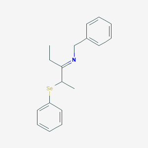 molecular formula C18H21NSe B14215643 Benzenemethanamine, N-[1-ethyl-2-(phenylseleno)propylidene]- CAS No. 831200-80-7