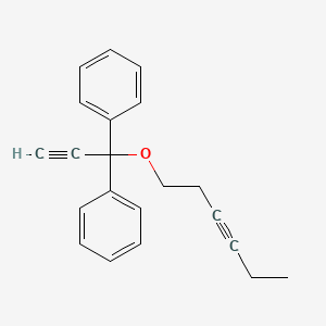 molecular formula C21H20O B14215647 Benzene, 1,1'-[1-(3-hexynyloxy)-2-propynylidene]bis- CAS No. 827605-94-7