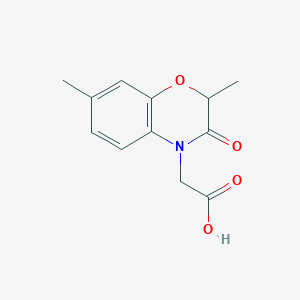 molecular formula C12H13NO4 B1421572 (2,7-Dimethyl-3-oxo-2,3-dihydro-4H-1,4-benzoxazin-4-yl)acetic acid CAS No. 1242867-26-0