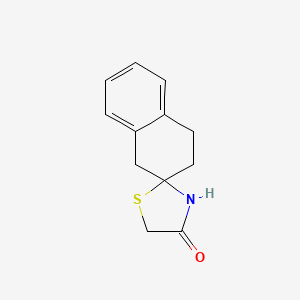 molecular formula C12H13NOS B1421574 3,4-dihydro-1H-spiro[naphthalene-2,2'-[1,3]thiazolidine]-4'-one CAS No. 1221792-37-5