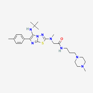 molecular formula C26H40N8OS B1421587 2-((5-(tert-Butylamino)-6-(p-tolyl)imidazo[2,1-b][1,3,4]thiadiazol-2-yl)(methyl)amino)-N-(3-(4-methylpiperazin-1-yl)propyl)acetamide CAS No. 1223946-81-3