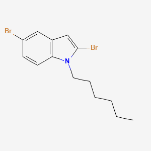 molecular formula C14H17Br2N B14215896 2,5-Dibromo-1-hexyl-1H-indole CAS No. 570411-98-2