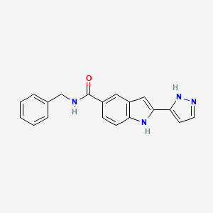 molecular formula C19H16N4O B14216144 N-Benzyl-2-(1,2-dihydro-3H-pyrazol-3-ylidene)-2H-indole-5-carboxamide CAS No. 827317-02-2