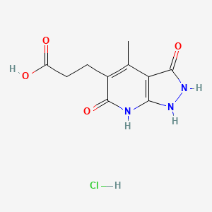 molecular formula C10H12ClN3O4 B1421629 3-{4-methyl-3,6-dioxo-1H,2H,3H,6H,7H-pyrazolo[3,4-b]pyridin-5-yl}propanoic acid hydrochloride CAS No. 1251922-88-9