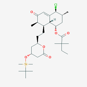 molecular formula C31H51ClO6Si B142164 [(1S,3R,4S,7R,8R,8Ar)-8-[2-[(2R,4R)-4-[tert-butyl(dimethyl)silyl]oxy-6-oxooxan-2-yl]ethyl]-4-chloro-3,7-dimethyl-6-oxo-2,3,4,7,8,8a-hexahydro-1H-naphthalen-1-yl] 2,2-dimethylbutanoate CAS No. 134395-20-3