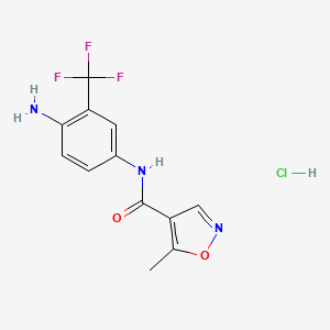 molecular formula C12H11ClF3N3O2 B1421643 N-[4-amino-3-(trifluoromethyl)phenyl]-5-methyl-1,2-oxazole-4-carboxamide hydrochloride CAS No. 1193388-66-7