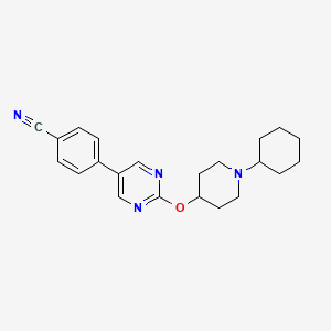 molecular formula C22H26N4O B14216446 Benzonitrile, 4-[2-[(1-cyclohexyl-4-piperidinyl)oxy]-5-pyrimidinyl]- CAS No. 832734-62-0