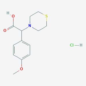 molecular formula C13H18ClNO3S B1421647 2-(4-Methoxyphenyl)-2-thiomorpholinoacetic acid hydrochloride CAS No. 1214094-90-2
