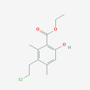 molecular formula C13H17ClO3 B14216718 Ethyl 3-(2-chloroethyl)-6-hydroxy-2,4-dimethylbenzoate CAS No. 716381-27-0