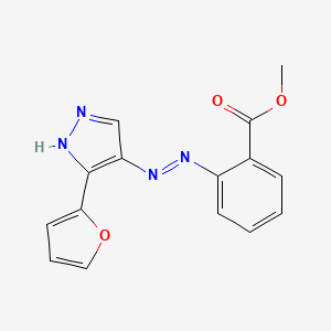molecular formula C15H12N4O3 B14216729 Methyl 2-{2-[3-(furan-2-yl)-4H-pyrazol-4-ylidene]hydrazinyl}benzoate CAS No. 824953-79-9