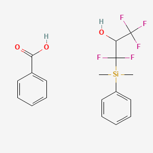molecular formula C18H19F5O3Si B14217016 Benzoic acid;1-[dimethyl(phenyl)silyl]-1,1,3,3,3-pentafluoropropan-2-ol CAS No. 832712-67-1