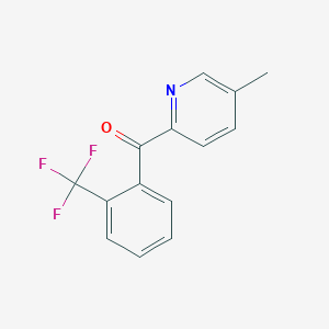 molecular formula C14H10F3NO B1421725 5-Methyl-2-(2-trifluoromethylbenzoyl)pyridine CAS No. 1187166-40-0