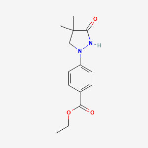 molecular formula C14H18N2O3 B14217297 Ethyl 4-(4,4-dimethyl-3-oxopyrazolidin-1-yl)benzoate CAS No. 823802-79-5