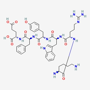molecular formula C46H61N11O10 B14217423 L-Lysyl-N~5~-(diaminomethylidene)-L-ornithyl-L-tryptophyl-L-tyrosyl-L-phenylalanyl-L-glutamic acid CAS No. 824959-19-5