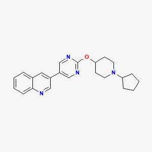 molecular formula C23H26N4O B14217536 Quinoline, 3-[2-[(1-cyclopentyl-4-piperidinyl)oxy]-5-pyrimidinyl]- CAS No. 832734-76-6