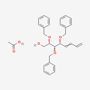 molecular formula C31H36O6 B14217864 acetic acid;(2S,3S,4R)-2,3,4-tris(phenylmethoxy)octa-5,7-dien-1-ol CAS No. 596112-39-9