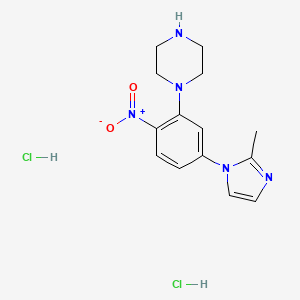 molecular formula C14H19Cl2N5O2 B1421797 1-(5-(2-Methyl-1H-imidazol-1-yl)-2-nitrophenyl)-piperazine dihydrochloride CAS No. 1177093-21-8