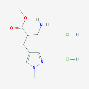 molecular formula C9H17Cl2N3O2 B1421833 methyl 3-amino-2-[(1-methyl-1H-pyrazol-4-yl)methyl]propanoate dihydrochloride CAS No. 1305712-50-8