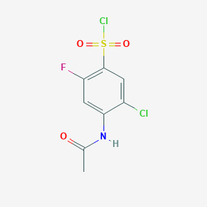 molecular formula C8H6Cl2FNO3S B1421834 5-氯-4-乙酰氨基-2-氟苯-1-磺酰氯 CAS No. 1258651-40-9