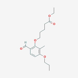 molecular formula C18H26O5 B14218359 Ethyl 5-(6-formyl-2-methyl-3-propoxyphenoxy)pentanoate CAS No. 820237-81-8