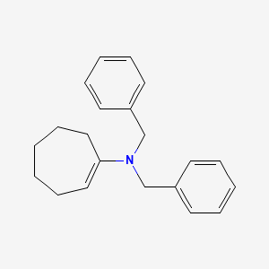 molecular formula C21H25N B14218388 1-Cyclohepten-1-amine, N,N-bis(phenylmethyl)- CAS No. 823178-45-6