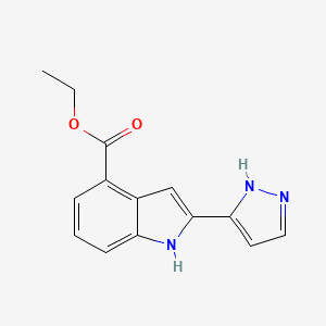 molecular formula C14H13N3O2 B14218558 Ethyl 2-(1,2-dihydro-3H-pyrazol-3-ylidene)-2H-indole-4-carboxylate CAS No. 827316-64-3