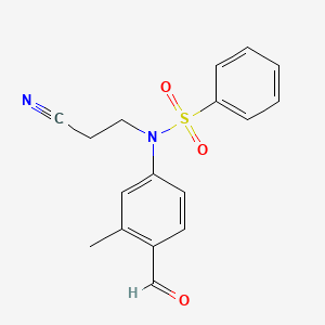 molecular formula C17H16N2O3S B14218660 N-(2-Cyanoethyl)-N-(4-formyl-3-methylphenyl)benzenesulfonamide CAS No. 565425-30-1