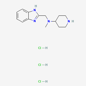 molecular formula C14H23Cl3N4 B1421868 N-(1H-1,3-benzodiazol-2-ylmethyl)-N-methylpiperidin-4-amine trihydrochloride CAS No. 1252397-72-0