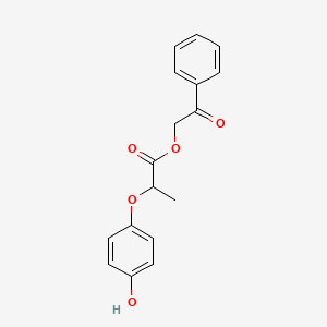 molecular formula C17H16O5 B14218764 Propanoic acid, 2-(4-hydroxyphenoxy)-, 2-oxo-2-phenylethyl ester CAS No. 824974-55-2