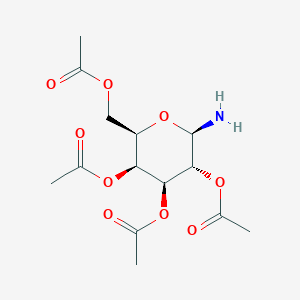 molecular formula C14H21NO9 B142190 (2R,3S,4S,5R,6R)-2-(Acetoxymethyl)-6-aminotetrahydro-2H-pyran-3,4,5-triyl triacetate CAS No. 58484-22-3
