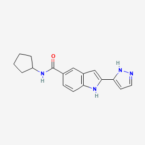 molecular formula C17H18N4O B14219181 N-Cyclopentyl-2-(1,2-dihydro-3H-pyrazol-3-ylidene)-2H-indole-5-carboxamide CAS No. 827316-81-4