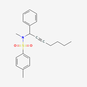 molecular formula C21H25NO2S B14219481 N,4-Dimethyl-N-(1-phenylhept-2-yn-1-yl)benzene-1-sulfonamide CAS No. 757977-39-2