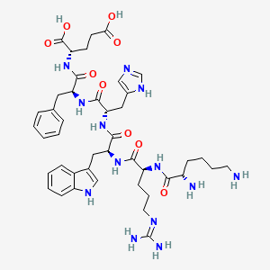molecular formula C43H59N13O9 B14219509 L-Lysyl-N~5~-(diaminomethylidene)-L-ornithyl-L-tryptophyl-L-histidyl-L-phenylalanyl-L-glutamic acid CAS No. 824959-20-8