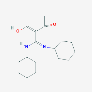 molecular formula C18H30N2O2 B14219616 Pentane-2,4-dione, 3-bis(cyclohexylamino)methylene- 