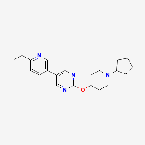molecular formula C21H28N4O B14219646 Pyrimidine, 2-[(1-cyclopentyl-4-piperidinyl)oxy]-5-(6-ethyl-3-pyridinyl)- CAS No. 832735-06-5