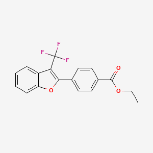 molecular formula C18H13F3O3 B14219695 Benzoic acid, 4-[3-(trifluoromethyl)-2-benzofuranyl]-, ethyl ester CAS No. 821769-97-5