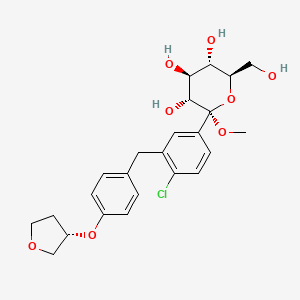 molecular formula C24H29ClO8 B1421997 (2S,3R,4S,5S,6R)-2-(3-(4-((S)-tetrahydrofuran-3-yloxy)benzyl)-4-chlorophenyl)-tetrahydro-6-(hydroxyMethyl)-2-Methoxy-2H-pyran-3,4,5-triol CAS No. 1279691-36-9