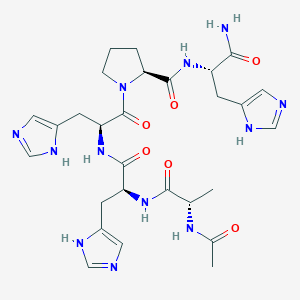 molecular formula C28H38N12O6 B14220079 N-Acetyl-L-alanyl-L-histidyl-L-histidyl-L-prolyl-L-histidinamide CAS No. 823221-37-0