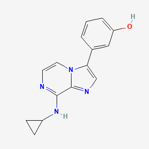 molecular formula C15H14N4O B14220098 Phenol, 3-[8-(cyclopropylamino)imidazo[1,2-a]pyrazin-3-yl]- CAS No. 787591-08-6