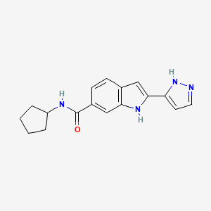 molecular formula C17H18N4O B14220378 N-Cyclopentyl-2-(1,2-dihydro-3H-pyrazol-3-ylidene)-2H-indole-6-carboxamide CAS No. 827317-73-7