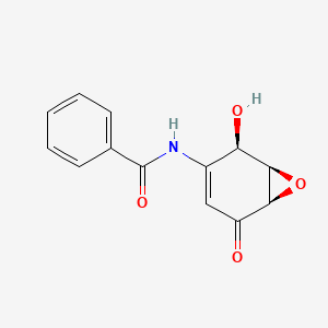 molecular formula C13H11NO4 B14220386 N-[(1R,2R,6R)-2-hydroxy-5-oxo-7-oxabicyclo[4.1.0]hept-3-en-3-yl]benzamide CAS No. 534583-55-6