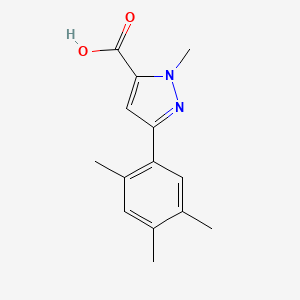 molecular formula C14H16N2O2 B1422044 2-Methyl-5-(2,4,5-trimethylphenyl)pyrazole-3-carboxylic acid CAS No. 1283107-94-7